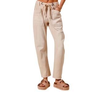 So Me Barrel Leg Drawstring Denim Jeans Tan Small 100% Cotton NWT